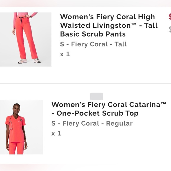 Fiery Coral Figs Scrub Set (Sm/Sm Tall) - Picture 10 of 10